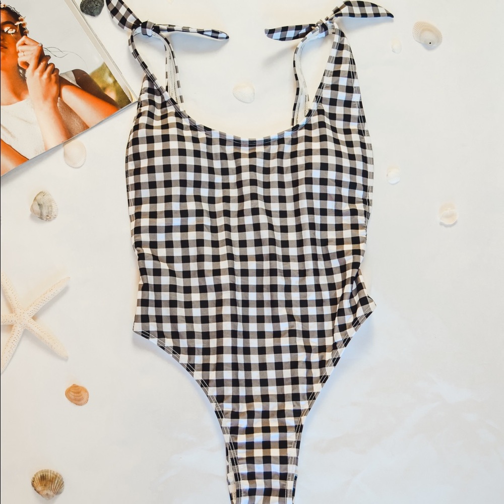 Express Gingham Ultra High Leg One-Piece Swimsuit